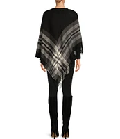 Fraas Exploded Plaid Fringe Poncho