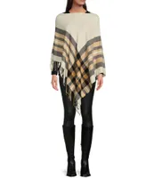 Fraas Exploded Plaid Fringe Poncho