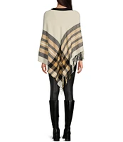 Fraas Exploded Plaid Fringe Poncho