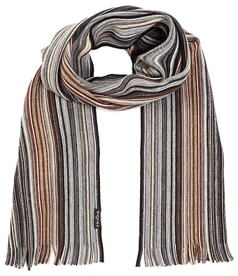 Fraas Multi Tiny Stripe Fringe Cut Scarf