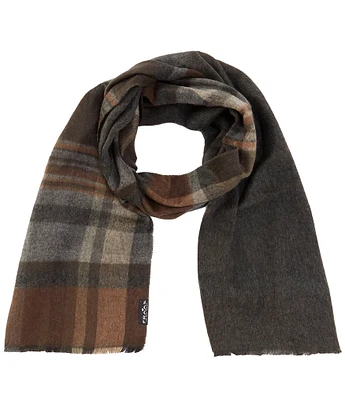 Fraas Reversible Multi Plaid Fringe Cut Scarf