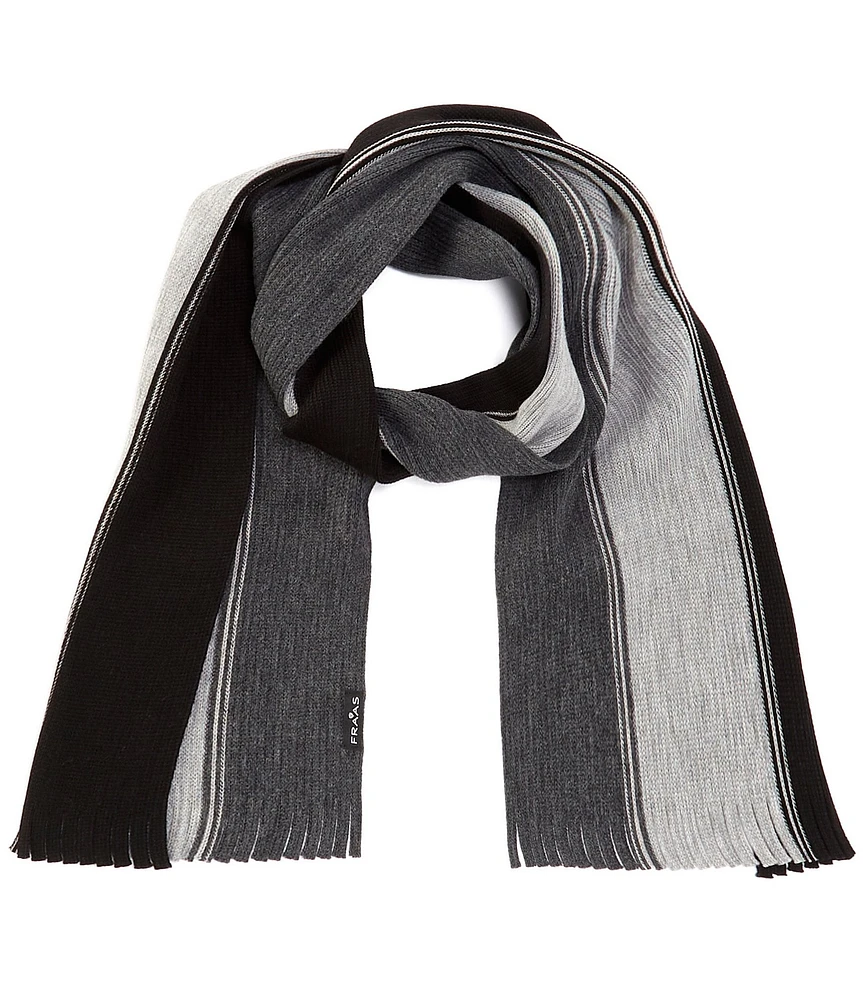 Fraas Triple Stripe Fringe Cut Scarf