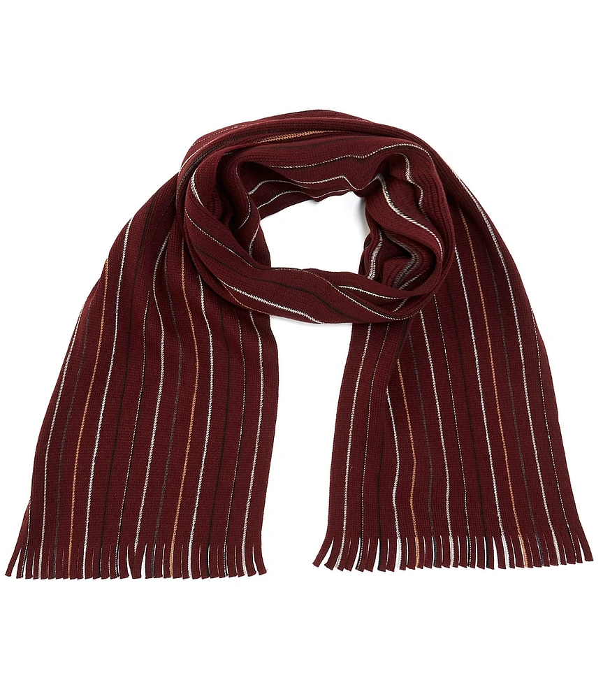 Fraas Wide Pinstripe Fringe Cut Scarf