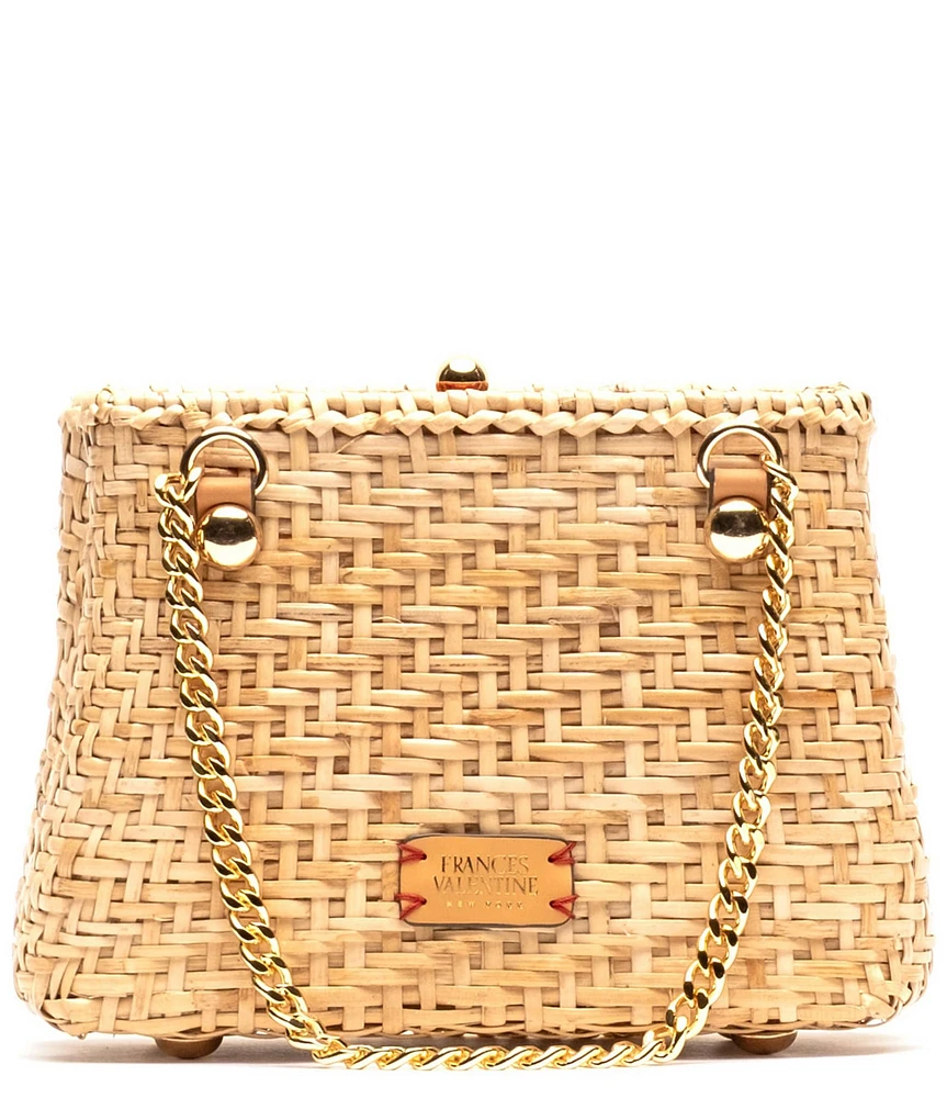 Frances Valentine Butterscotch Wicker Basket Clutch