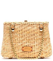 Frances Valentine Butterscotch Wicker Basket Clutch