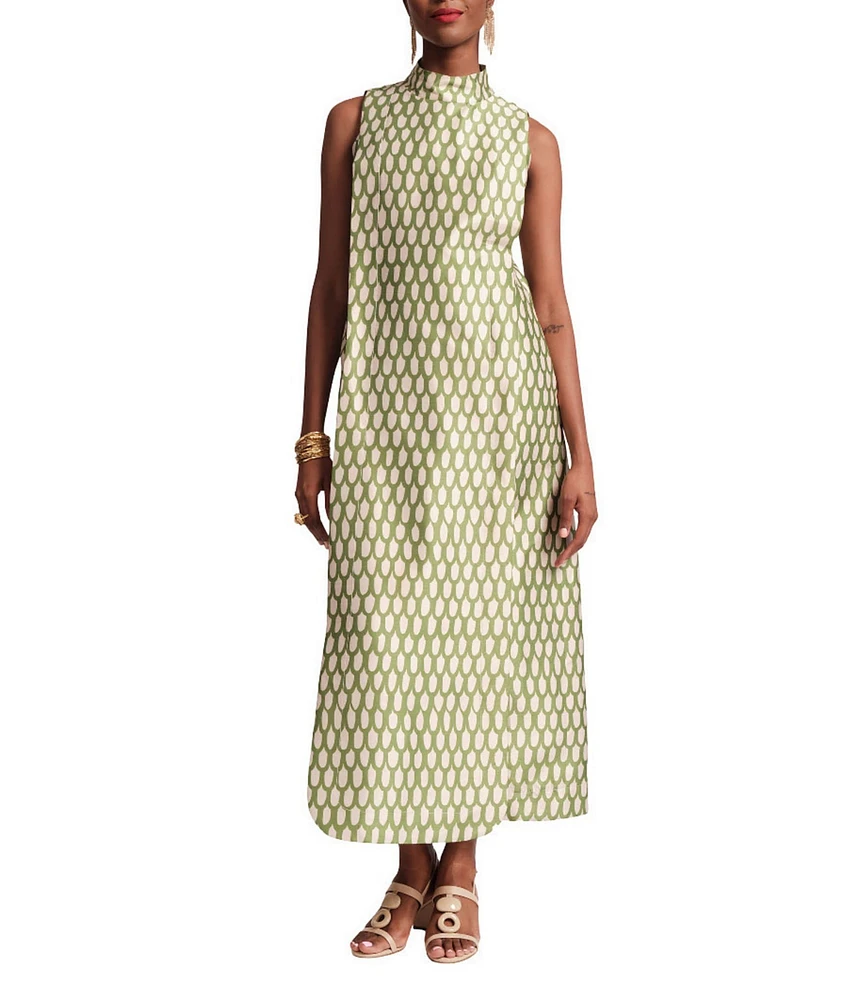 FRANCES VALENTINE Carlyle Loop Print Mock Neck Sleeveless Maxi Dress
