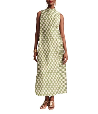 FRANCES VALENTINE Carlyle Loop Print Mock Neck Sleeveless Maxi Dress