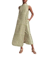 FRANCES VALENTINE Carlyle Loop Print Mock Neck Sleeveless Maxi Dress