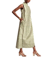 FRANCES VALENTINE Carlyle Loop Print Mock Neck Sleeveless Maxi Dress