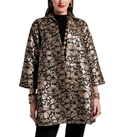 FRANCES VALENTINE Cornelia Winter Anemone Floral Jacquard Swing Jacket