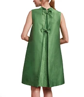 FRANCES VALENTINE Diplomat Dupioni Mock Neck Sleeveless Dress