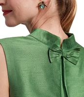 FRANCES VALENTINE Diplomat Dupioni Mock Neck Sleeveless Dress