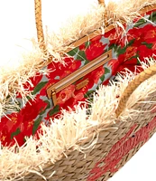 FRANCES VALENTINE Embroidered Wicker Tote Crab
