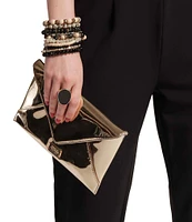 FRANCES VALENTINE Evie Mirror Gold Metallic Envelope Clutch