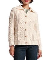 FRANCES VALENTINE Pima Cotton Button Front Long Sleeve Fisherman Cardigan