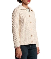 FRANCES VALENTINE Pima Cotton Button Front Long Sleeve Fisherman Cardigan