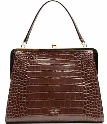 FRANCES VALENTINE Jackie Frame Croco Satchel Bag