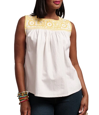 FRANCES VALENTINE Jess Embroidered Square Neck Sleeveless Top