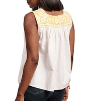 FRANCES VALENTINE Jess Embroidered Square Neck Sleeveless Top