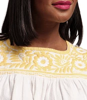 FRANCES VALENTINE Jess Embroidered Square Neck Sleeveless Top