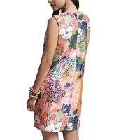 FRANCES VALENTINE Lilly Botanical Print Round Neck Sleeveless Dress