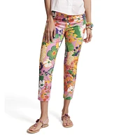 FRANCES VALENTINE Lucy Botanical Print Flat Front Cropped Pants