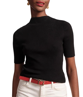 FRANCES VALENTINE Marie Knit Mock Neck 3/4 Sleeve Sweater Top