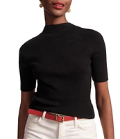 FRANCES VALENTINE Marie Knit Mock Neck 3/4 Sleeve Sweater Top