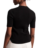 FRANCES VALENTINE Marie Knit Mock Neck 3/4 Sleeve Sweater Top