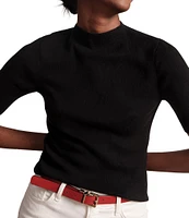 FRANCES VALENTINE Marie Knit Mock Neck 3/4 Sleeve Sweater Top