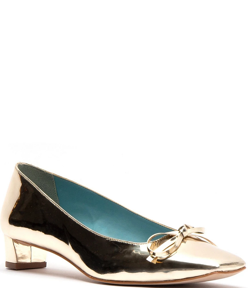 FRANCES VALENTINE Mary Mini Mirror Metallic Bow Pumps