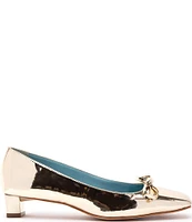 FRANCES VALENTINE Mary Mini Mirror Metallic Bow Pumps