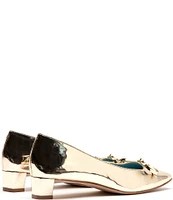 FRANCES VALENTINE Mary Mini Mirror Metallic Bow Pumps