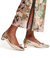 FRANCES VALENTINE Mary Mini Mirror Metallic Bow Pumps