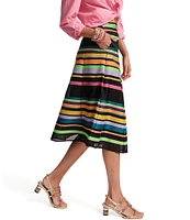 FRANCES VALENTINE Mercer Striped A-line Midi Skirt