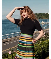 FRANCES VALENTINE Mercer Striped A-line Midi Skirt