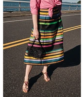 FRANCES VALENTINE Mercer Striped A-line Midi Skirt