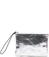 FRANCES VALENTINE Metallic Snake Embossed Leather Wristlet