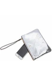 FRANCES VALENTINE Metallic Snake Embossed Leather Wristlet