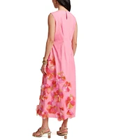 FRANCES VALENTINE Origami Organza Flower Scoop Neck Sleeveless Maxi Dress