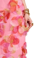 FRANCES VALENTINE Origami Organza Flower Scoop Neck Sleeveless Maxi Dress