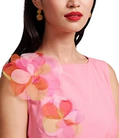 FRANCES VALENTINE Origami Organza Flower Scoop Neck Sleeveless Maxi Dress