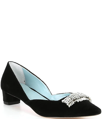 FRANCES VALENTINE Paula Velvet Crystal Embellished Dress Pumps