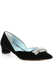 FRANCES VALENTINE Paula Velvet Crystal Embellished Dress Pumps