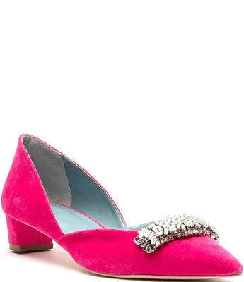 FRANCES VALENTINE Paula Velvet Crystal Embellished Dress Pumps