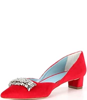 FRANCES VALENTINE Paula Velvet Crystal Embellished Dress Pumps