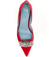 FRANCES VALENTINE Paula Velvet Crystal Embellished Dress Pumps