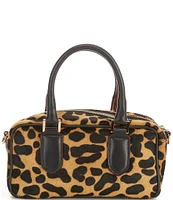 FRANCES VALENTINE Paulie Leopard Printed Haircalf Satchel Box Bag