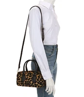 FRANCES VALENTINE Paulie Leopard Printed Haircalf Satchel Box Bag