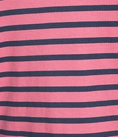 FRANCES VALENTINE Pima Cotton Crew Neck Long Sleeve Stripe Print Tee Shirt